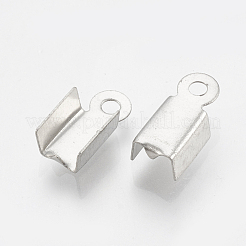 変色しにくい304ステンレススチール製折りたたみ式カシメエンドパーツ子  圧着コードの端を折ります  ステンレス鋼色  9x4x3mm  穴：1.5mm  インナー対策：3.5mm&nbsp;STAS-T031-10