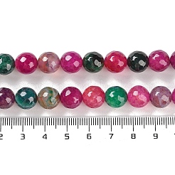 天然石瑪瑙ビーズ連売り  染め＆加熱  多面カット  ラウンド  ミックスカラー  10mm  穴：0.8mm  約37個/連  14.96''（38センチメートル）&nbsp;G-M437-C01-01M