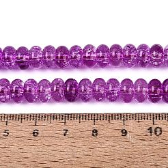 クラックル透明ガラスビーズ連売り  ロンデル  暗い蘭  8~8.5x4~5mm  穴：1~1.2mm  約79~81個/連  14.37~14.76インチ（36.5~37.5cm）&nbsp;GLAA-N074-02A-07