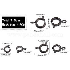 304ステンレススチールの滑らかな表面のスプリングリング留め具  電気泳動黒  5~7.7x1.3~1.8mm  穴：1.4~1.8mm  4pcs /サイズ  12個/箱&nbsp;STAS-UN0010-37B