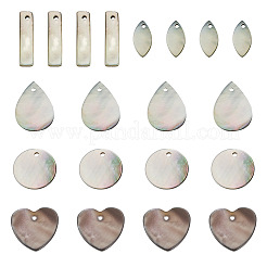 50個 5スタイル 天然ブラックリップシェル＆淡水ペンダント  混合図形  12~21x6~19.5x1~2mm  穴：1~2mm  10個/スタイル&nbsp;SHEL-TA0001-22