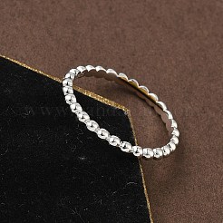 925スターリングシルバープレーンバンドリング  丸いビーズ  プラチナ  2mm  内径：18mm&nbsp;RJEW-P164-01C-P
