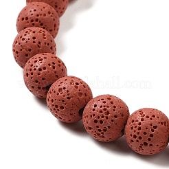 天然溶岩岩ビーズ連売り  染め  ラウンド  チョコレート  8mm  穴：約2mm  約52個/連  15.5インチ&nbsp;G-L435-03-8mm-12