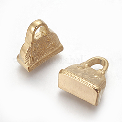PVD真空メッキ304ステンレスペンダント  ハンドバッグ  ゴールドカラー  15x14x7mm  穴：4x4.5mm&nbsp;STAS-I101-15G