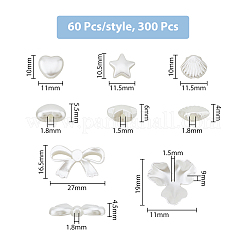 300Pcs 5 Style ABS Plastic Imitation Pearl Beads&nbsp;OACR-DC0001-07