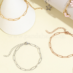 15Pcs 3 Colors 304 Stainless Steel Paperclip Chain Bracelets&nbsp;BJEW-BBC0001-20