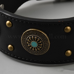 PUレザーの犬用首輪  合金パーツ  ペットの首輪  ブラック  580x50x10mm&nbsp;AJEW-WH20018-191A-01