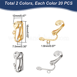 40Pcs 2 Colors 304 Stainless Steel Clip-on Earrings Findings&nbsp;STAS-UN0041-10