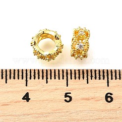 Column Brass Micro Pave Cubic Zirconia European Beads&nbsp;KK-L230-08G-02