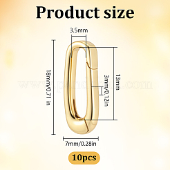 真鍮スプリングゲートリング  オーバル  18KGP本金メッキ  18x7x3mm  内径：3.5x13mm&nbsp;KK-WH0816-056G
