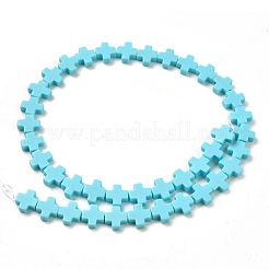 合成サンゴビーズ連売り  染め  クロス  空色  7.5~8.5x8~9x3~3.5mm  穴：1mm  約40個/連  12.5インチ〜12.7インチ（31.8~32.3cm）&nbsp;LS-CORA-L044-A10