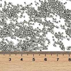 電気めっきガラスシードビーズ  虹彩  シリンダー  銀  1.6x1.3mm  穴：0.8mm  約60000個/ポンド&nbsp;SEED-H003-10E