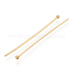 真鍮のボールヘッドピン  長持ちメッキ  18KGP本金メッキ  40x0.8mm  20ゲージ  ヘッド：2mm  250個/袋&nbsp;KK-G331-10-0.8x40