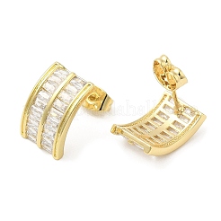 Cubic Zirconia Curve Rectangle Stud Earrings&nbsp;EJEW-G353-08G