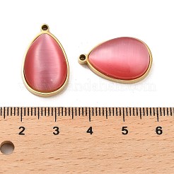 304ステンレスペンダント  猫の目で  ティアドロップチャーム  14KGP本金メッキ  鮭色  22.5x14.5x7mm  穴：1.5mm&nbsp;STAS-L022-045G-01