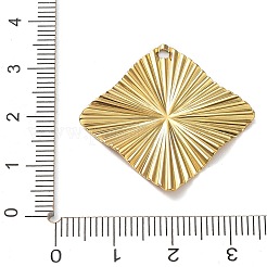 イオンプレーティング（IP）304ステンレスペンダント  ひし形チャーム  18KGP本金メッキ  31x31x2mm  穴：1.6mm&nbsp;STAS-M323-38G