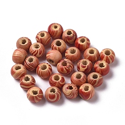 ウッドビーズ  染め  ロンデル  ジュエリー作りのための  レッド  8~9x7mm  穴：3mm&nbsp;WOOD-TAC0003-15C