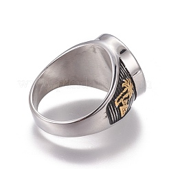 304ステンレススチール指輪  エナメル  エジプトのファラオ  ゴールデン·ステンレス鋼色  サイズ8~13  18~23mm&nbsp;RJEW-E157-15GP