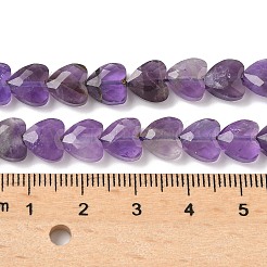 天然石アメジストビーズ連売り  ハート  多面カット  8x8x3.5~4mm  穴：0.7mm  約25個/連  7.09''（18センチメートル）&nbsp;G-D316-B13