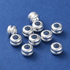 合金のスペーサービーズ  長持ちメッキ  溝付き  コラム  銀  6x5mm  穴：3mm&nbsp;PALLOY-F309-37S