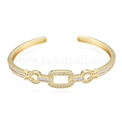 Cubic Zirconia Oval & Fish Open Cuff Bangle&nbsp;BJEW-G651-06G