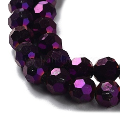 電気メッキガラスビーズ連売り  ファセット（32ファセット）  ラウンド  パープルメッキ  6x5mm  穴：1mm  約88~91個/連  19.49~20.08インチ（49.5~51cm）&nbsp;EGLA-R042-6mm-02