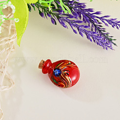 Handmade Lampwork Perfume Bottle Pendants&nbsp;LAMP-TADJ0001-05C