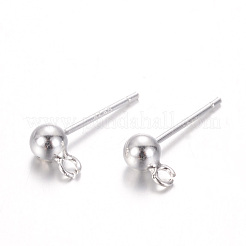 Round 925 Sterling Silver Ear Stud Findings&nbsp;LS-STER-M108-03