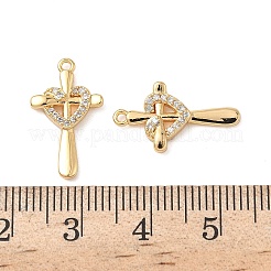 Brass Micro Pave Clear Cubic Zirconia Pendants&nbsp;KK-B160-04G