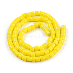 オペークソリッドガラスビーズ連売り  コラム  きいろ  5~5.5x4~4.5mm  穴：1.4mm  約95~99個/連  15.28インチ〜39.3インチ（38.8~39.3cm）&nbsp;X-GLAA-N047-09-F03