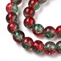 Two-Tone Crackle Baking Paint Transparent Glass Beads Strands&nbsp;CCG-T004-8mm-06
