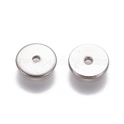 変色しない304ステンレススチールスペーサービーズ  フラットラウンド  ステンレス鋼色  6x0.8mm  穴：1mm&nbsp;STAS-G200-02A-P