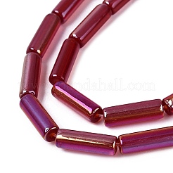 電気メッキ透明ガラスビーズ連売り  チューブ  ABカラーメッキ  暗赤色  13~13.5x4~4.5mm  穴：0.5~0.8mm  約27~30個/連  13.98~15.75インチ（35.5~40cm）&nbsp;X-EGLA-Q132-02A-C01