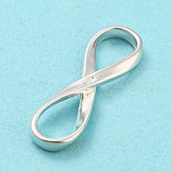 925スターリングシルバーペンダント  無限チャーム  スタンプ925個付き  銀  24.5x7.8x2.5mm  穴：8x5mm&nbsp;STER-NH0001-05B-S
