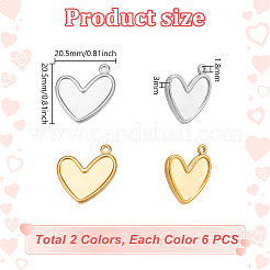 12Pcs 2 Colors 304 Stainless Steel Pendants&nbsp;STAS-PH0007-29