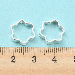 ラックメッキ真鍮ビーズフレーム  長持ちメッキ  花  銀  13x2.9x0.8mm  穴：0.9~1mm&nbsp;KK-WH0084-02S