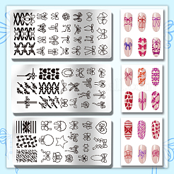 ステンレス鋼の DIY ネイルアート テンプレート  テンプレートツール  長方形  蝶結び  12x6cm  3個/セット&nbsp;MRMJ-WH0092-050
