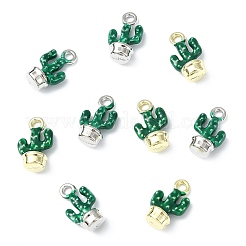 16色合金エナメルサボテンチャーム2個  プラチナ·ゴールデン  14x8.5x6mm  穴：2mm  8個/カラー&nbsp;ENAM-CJ0007-47