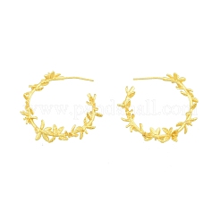 真鍮製フラワー オブ ライフ ラップ スタッド ピアス  女性用ハーフフープピアス  ニッケルフリー  マットゴールドカラー  30~31x4~7mm  ピン：0.6mm&nbsp;EJEW-G322-23MG
