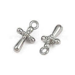 304ステンレスペンダント  クロスチャーム  変色防止  ステンレス鋼色  16x9x5mm  穴：1.8mm&nbsp;STAS-F317-17C-P