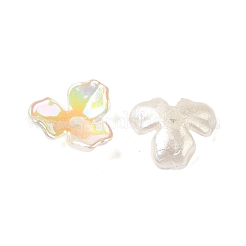 UVメッキABSプラスチックビーズキャップ  虹色の  3  - 花びらの花  ミックスカラー  10x10x3mm  穴：1.2mm&nbsp;OACR-H121-03