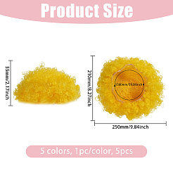5Pcs 5 Colors Synthetic Neon Afro Wig Cap for Halloween&nbsp;AJEW-CA0005-15