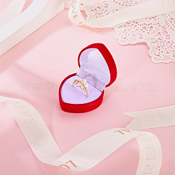 ハート型のベルベットリングボックス  結婚指輪用のジュエリー収納ケース  レッド  4.8x4.8x3.5cm&nbsp;VBOX-TADJ0001-01