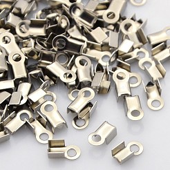 変色しにくい304ステンレススチール製折りたたみ式カシメエンドパーツ子  圧着コードの端を折ります  ステンレス鋼色  8x4x3mm  穴：2mm  内径：3x3mm&nbsp;STAS-N034-08