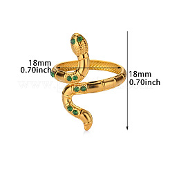 キュービックジルコニア付きレトロロイヤルスタイルのステンレススチール製女性用カフリング  ヘビ  内径：18mm&nbsp;FS-WG343E9-09