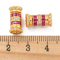スターリングシルバーのマイクロパヴェキュービックジルコニアスクリュークラスプ925個  花  18KGP本金メッキ  赤ミディアム紫  13x6.5mm  穴：2mm&nbsp;STER-U001-05C-G
