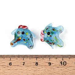 手作りランプワークビーズ連売り  魚  ライトスカイブルー  17.5~21.5x16.5~19.5x10.5~13mm  穴：1.2~2mm  約20個/連  11.81~12.01インチ（30~30.5cm）&nbsp;LAMP-N036-22B