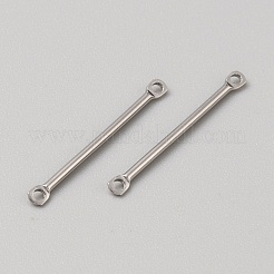 ステンレススチール製バーコネクタチャーム  スティックリンク  ステンレス鋼色  25x2x1mm  穴：1.2mm&nbsp;STAS-WH0001-25C-P