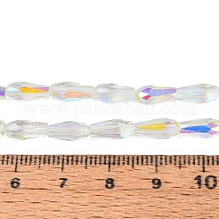 AB Color Plated Transparent Glass Teardrop Beads Strands&nbsp;EGLA-T029-08B