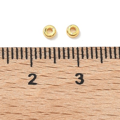 真鍮ビーズ  フラットラウンド/ dics  ラックめっき  カドミウムフリー＆鉛フリー  18KGP本金メッキ  2.8x1.5mm  穴：1.2mm&nbsp;KK-I476-31A-G-1